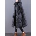 Loose Black Hooded Pockets Duck Down Winter down coat